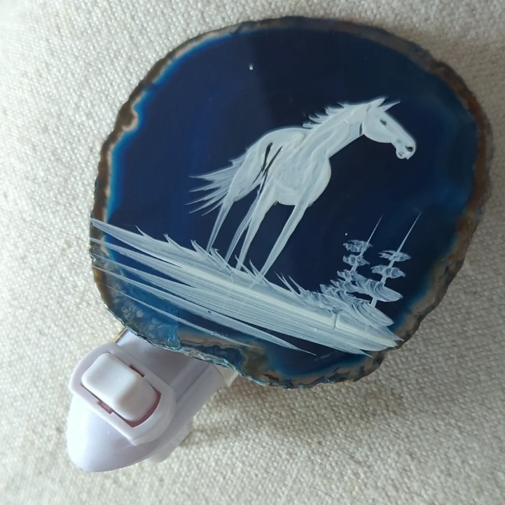 🆕 Horse Night Light with Blue Agate